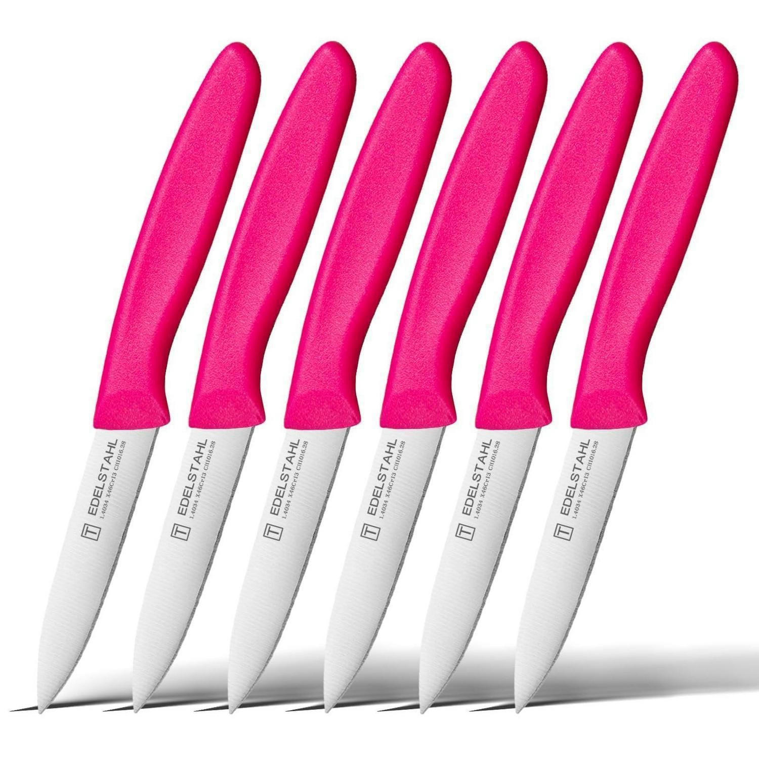 GEMÜSEMESSER-SET 6-teilig Rosa PP-Griff 3,35 Zoll Klinge - Rosa, Kunststoff (19cm)