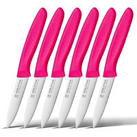 GEMÜSEMESSER-SET 6-teilig Rosa PP-Griff 3,35 Zoll Klinge - Rosa, Kunststoff (19cm)