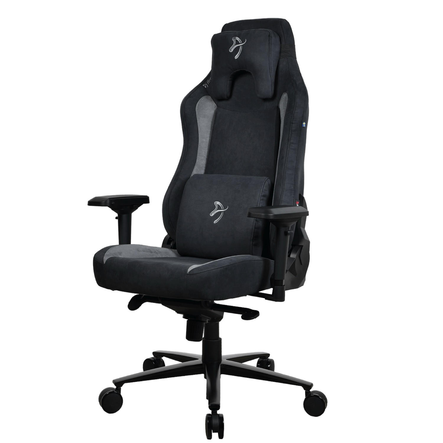 GAMINGSTUHL Vernazza Supersoft™ Stoff Schwarz - Schwarz/Grau, Textil/Metall (68/135/50cm) - Arozzi