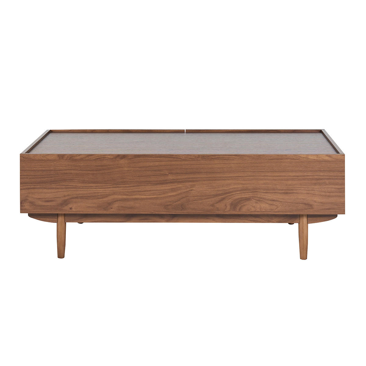 COUCHTISCH Dunkles Holz Schubladen B120 cm SANAA - Walnussfarben, Holz (120/60/39.5cm) - Miliboo