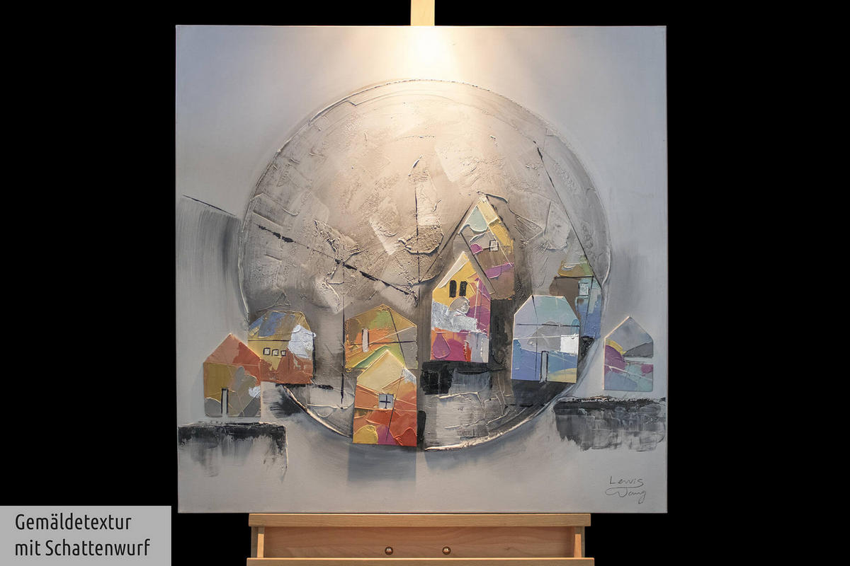 ACRYLBILD HANDGEMALT 80/80 cm - Grau, Holz/Textil (80/80cm) - KUNSTLOFT