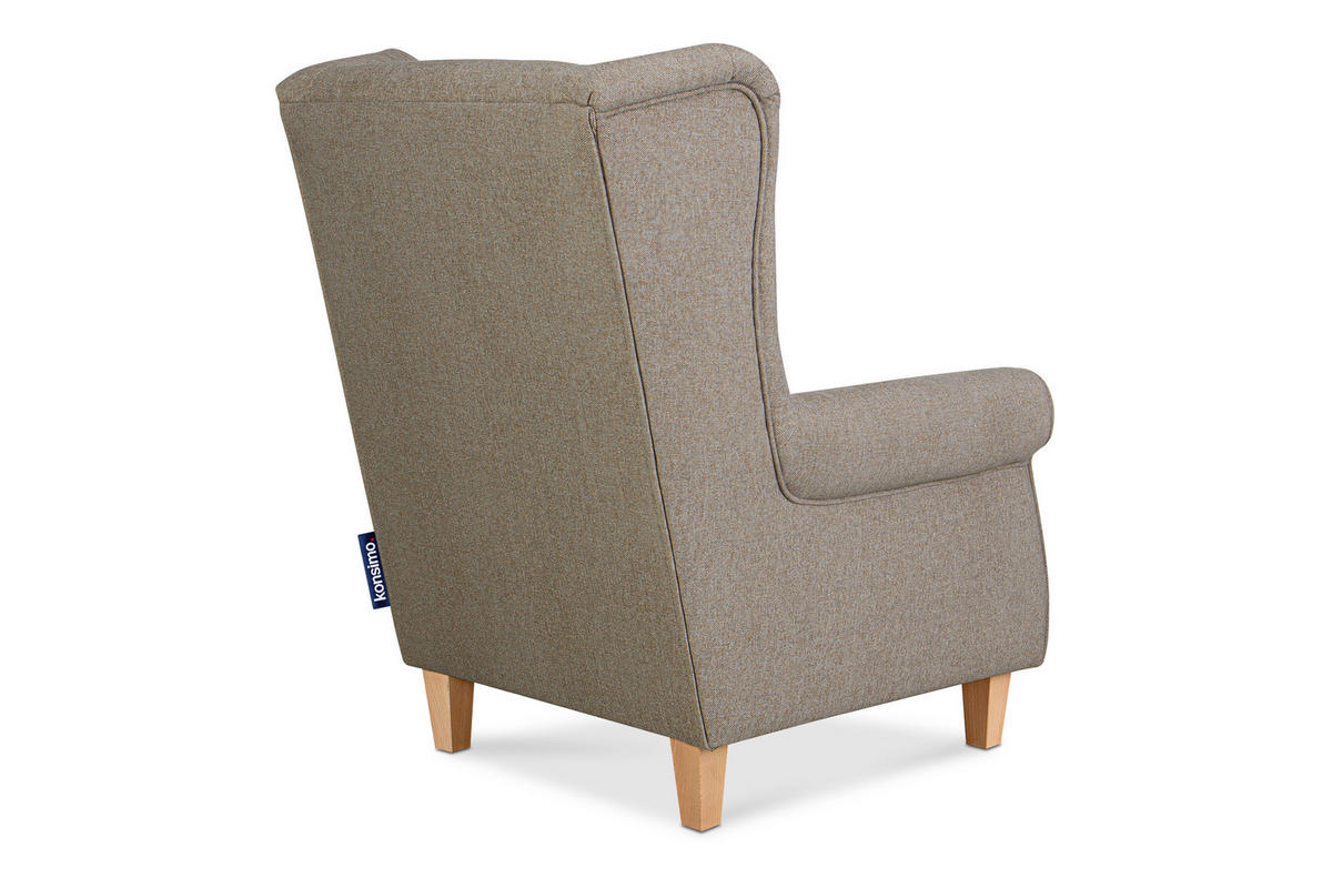 OHRENSESSEL MILES Massivholzbeine buche, hellbraun - Hellbraun, Holzwerkstoff/Buchenholz (82/105/97cm) - KONSIMO®