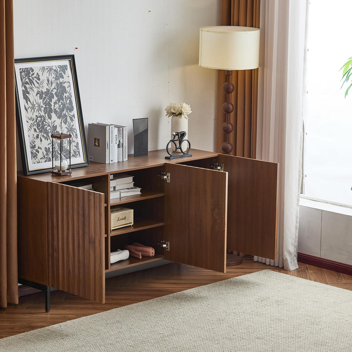 SIDEBOARD 150x40x80 cm mit 3 Türen und Eiche-Dekor - Naturfarben, Holzwerkstoff (150/80/40cm)