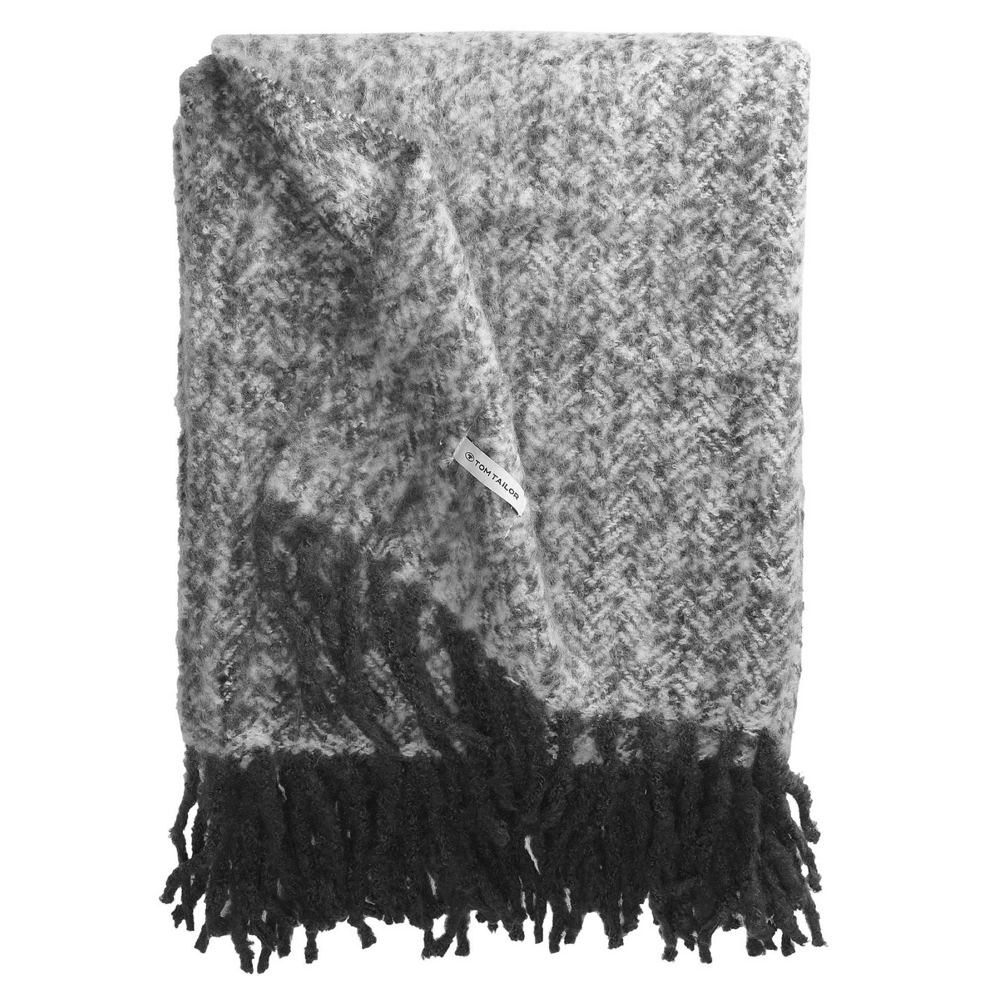 TAGESDECKE WOOLY HERRINGBONE - Anthrazit, Textil (130/170cm) - Tom Tailor
