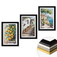WANDBILDER 3er-Set - 20x30 cm Schwarzer Rahmen - Zitronen, Blumen, Meerblick - Schwarz, Kunststoff (20/30cm) - ArtPrintCave