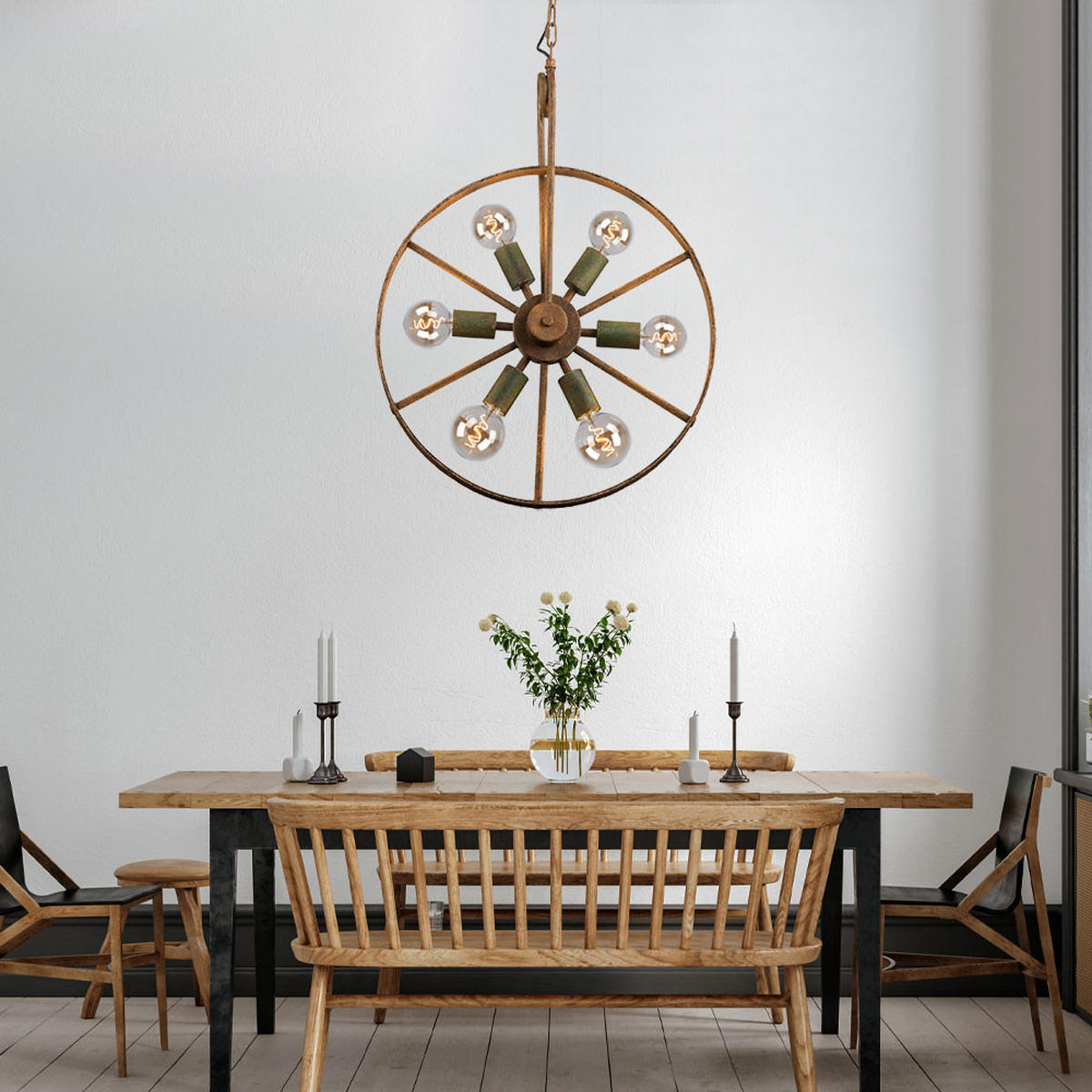 HÄNGELEUCHTE Metall Rostoptik Braun - Braun, Metall (50/50/133cm) - Globo Lighting