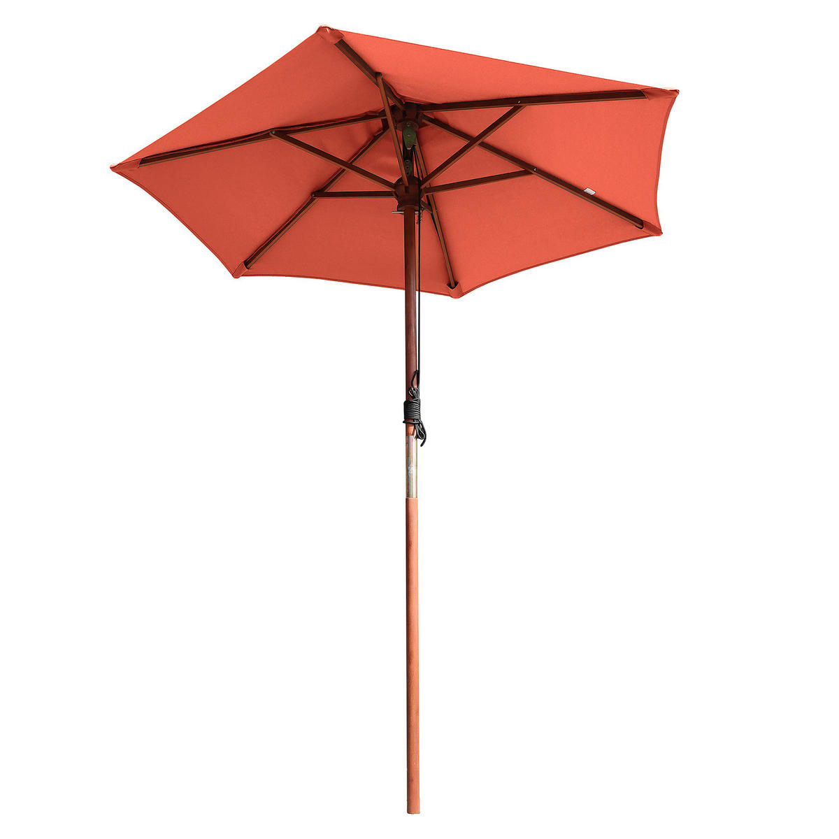 SONNENSCHIRM - Grau - Terracotta, Holz/Textil (200/200cm) - home24