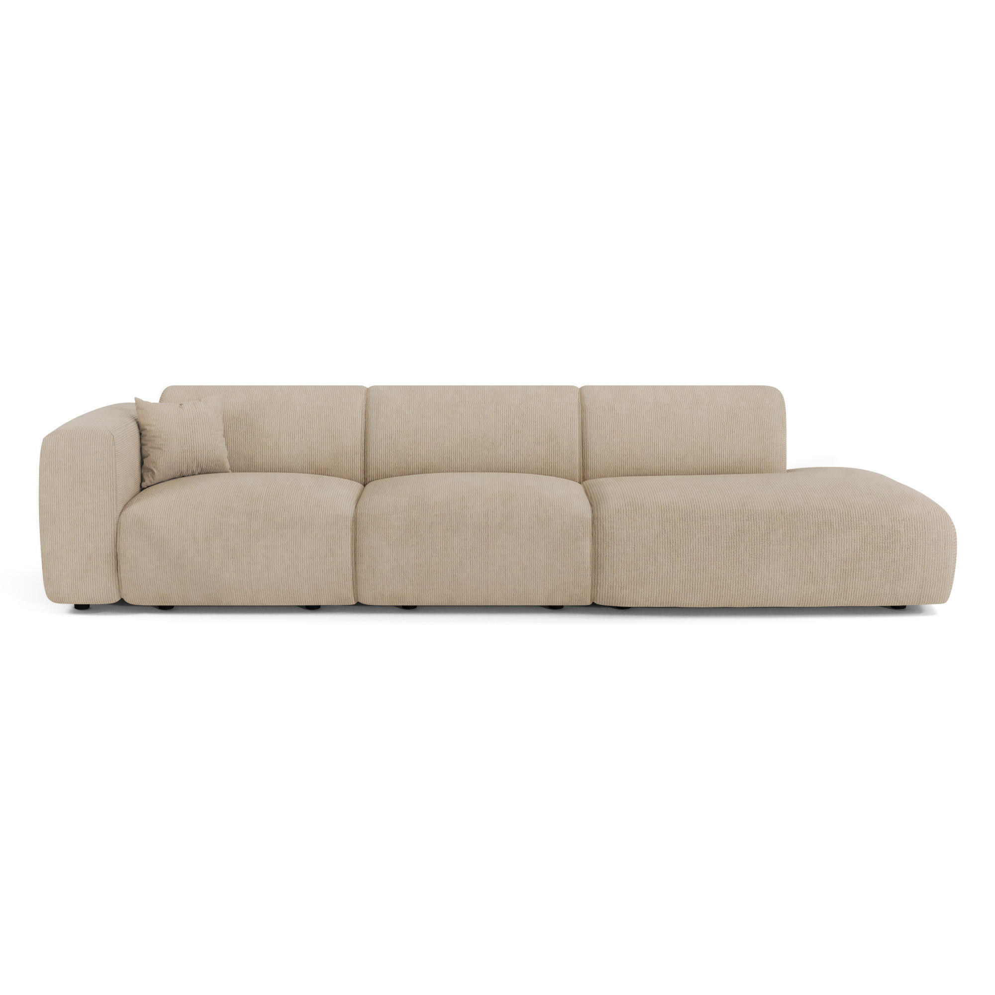 SOFA 5-Sitzer Gerippter Samt Beige 310cm - Beige, Textil (310/73/96cm) - Sia Home