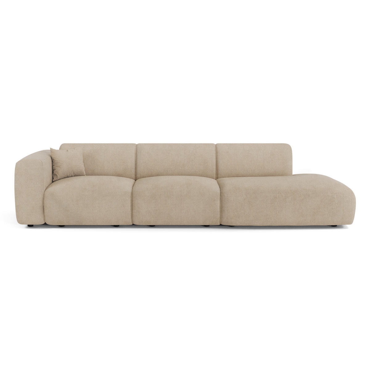 SOFA 5-Sitzer Gerippter Samt Beige 310cm - Beige, Textil (310/73/96cm) - Sia Home