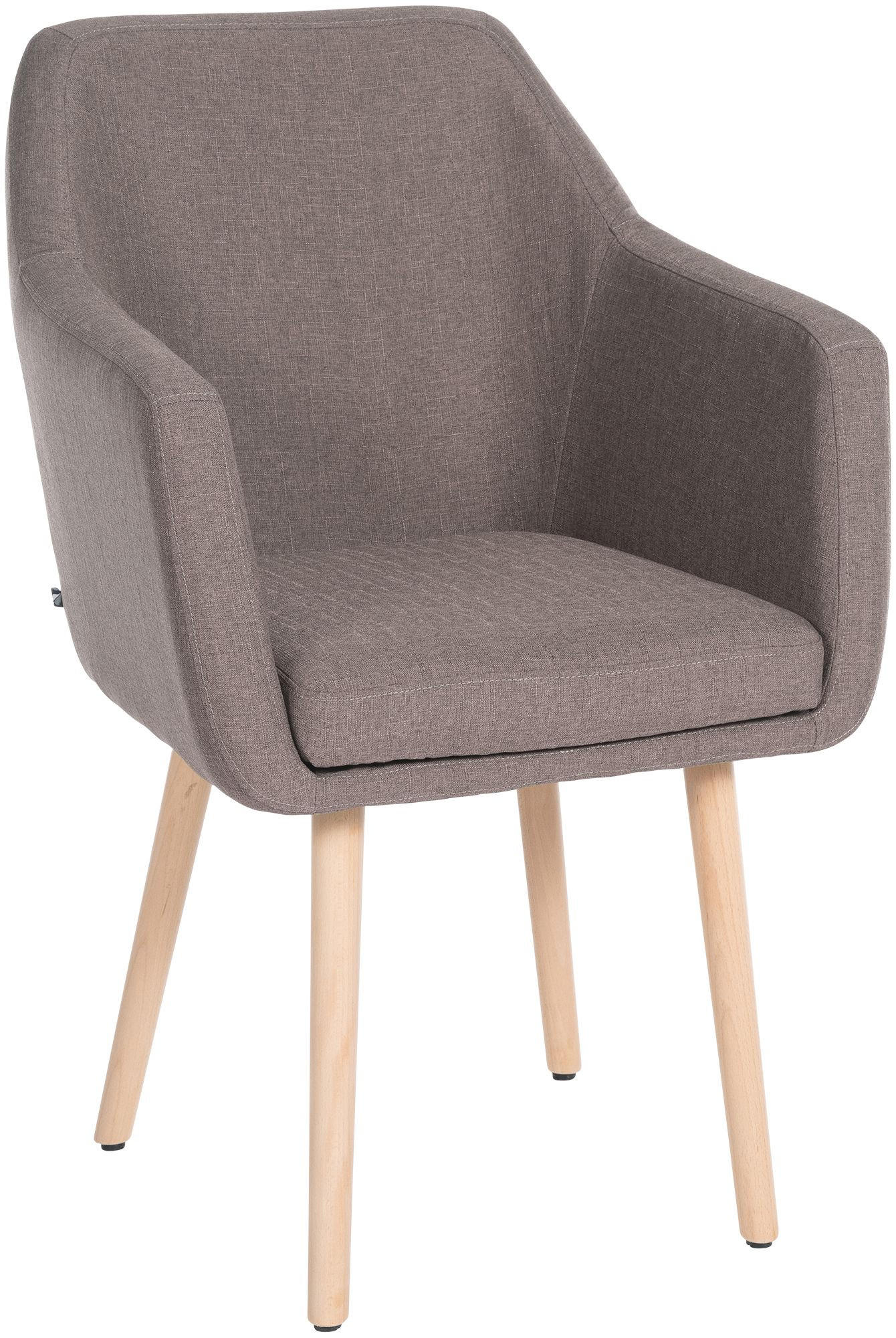 ARMLEHNENSTUHL Stoff taupe - Taupe/Eukalyptusholzfarben, Holz/Textil (61/88/57.5cm) - CLP