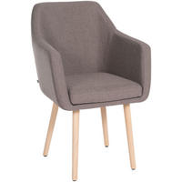 ARMLEHNENSTUHL Stoff taupe - Taupe/Eukalyptusholzfarben, Holz/Textil (61/88/57.5cm) - CLP