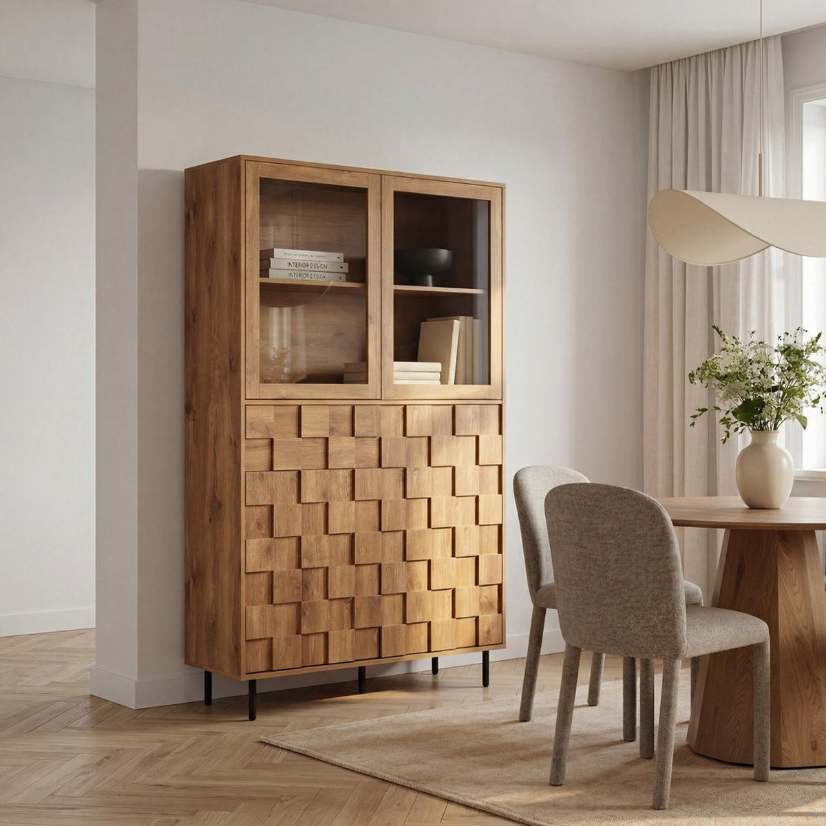 VITRINE Ivar Natürlich 108 cm x 180 cm - Naturfarben, Holzwerkstoff (108/180/40cm) - Klast Home