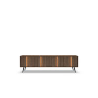 TV-LOWBOARD LUPO 183 cm Eiche Dunin - mit 4 Türen, LED und Metallfüßen - Eichefarben/Schwarz, Holz/Holzwerkstoff (183/54/40cm) - Ravio