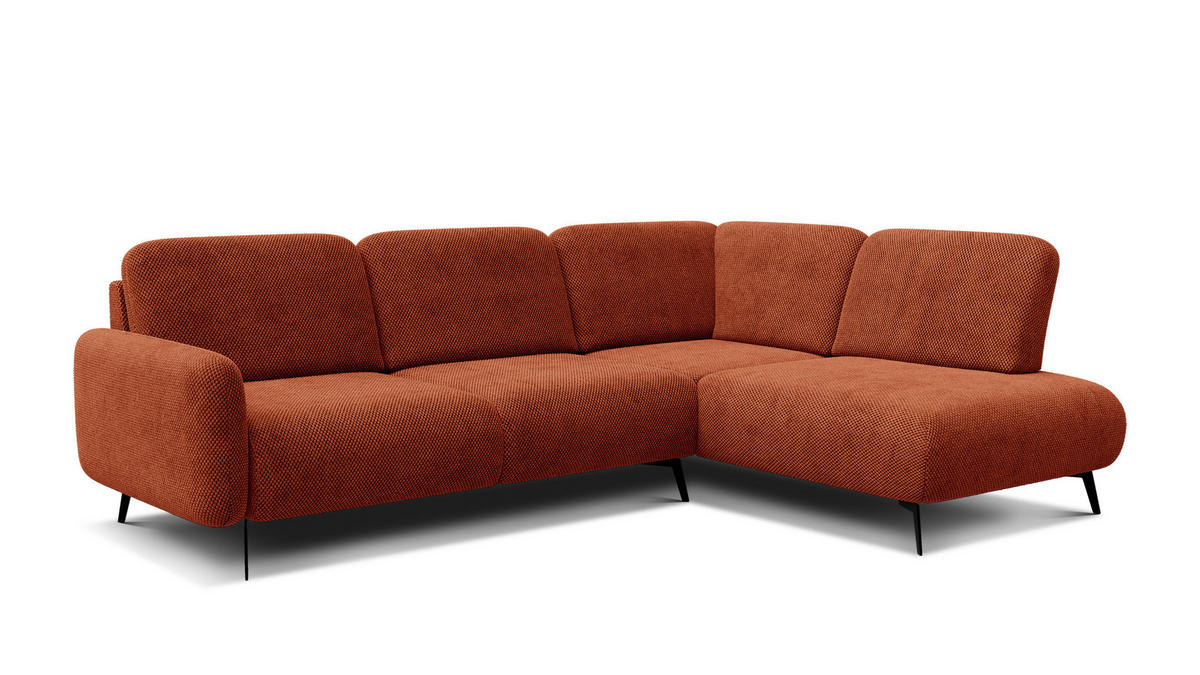 ECKSOFA FEBE 5-Sitzer rechts, dunkelorange - Dunkelorange/Schwarz, Holz/Textil (271/190cm) - Courtois Laville