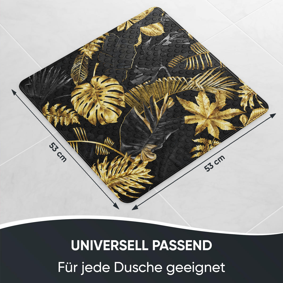 BADEMATTE Golden Leaves - Goldfarben, Kunststoff (53/53cm) - Sanilo