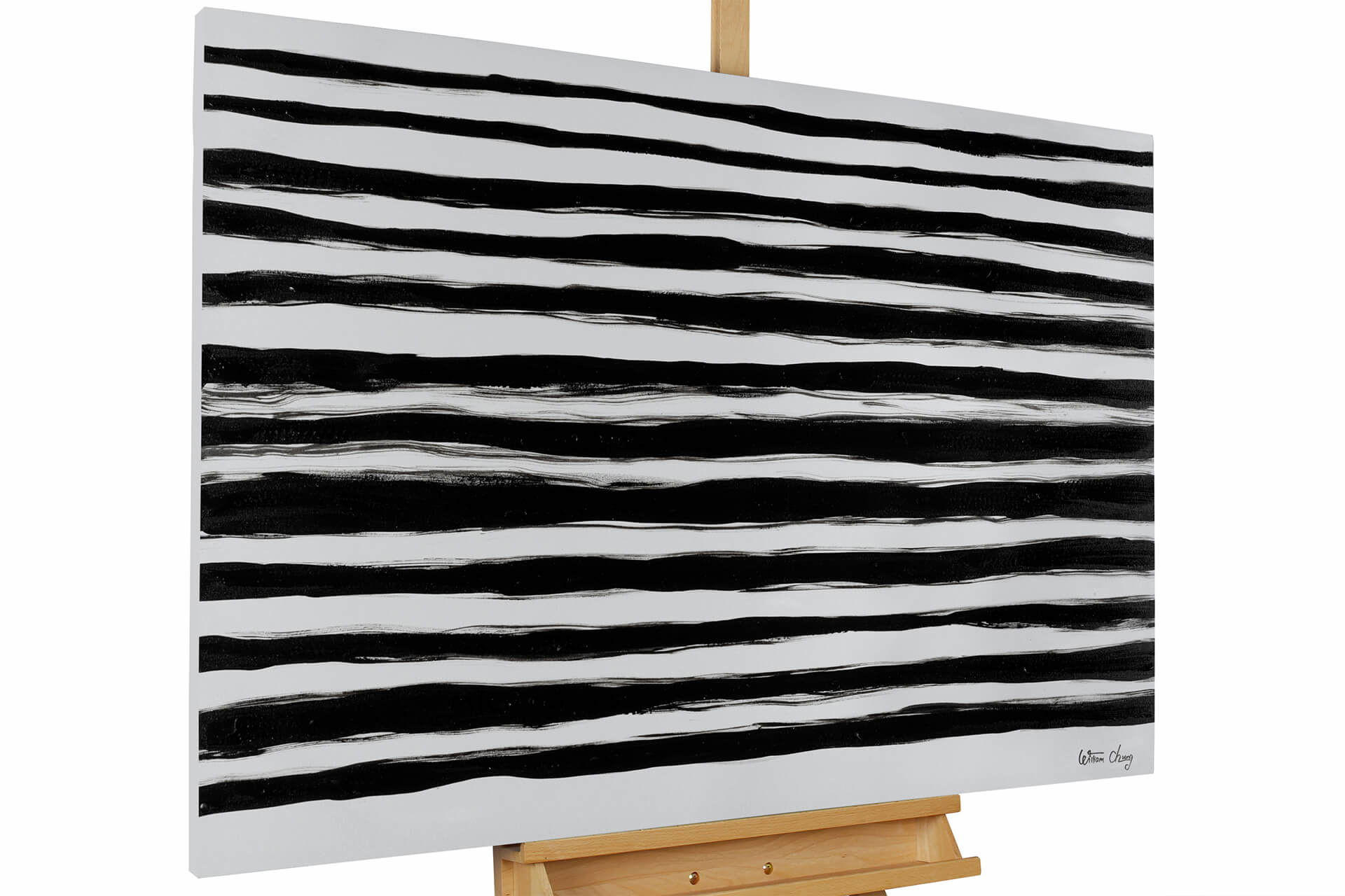 ACRYLBILD HANDGEMALT 120/80 cm - Schwarz, Holz/Textil (2.5/80cm) - KUNSTLOFT