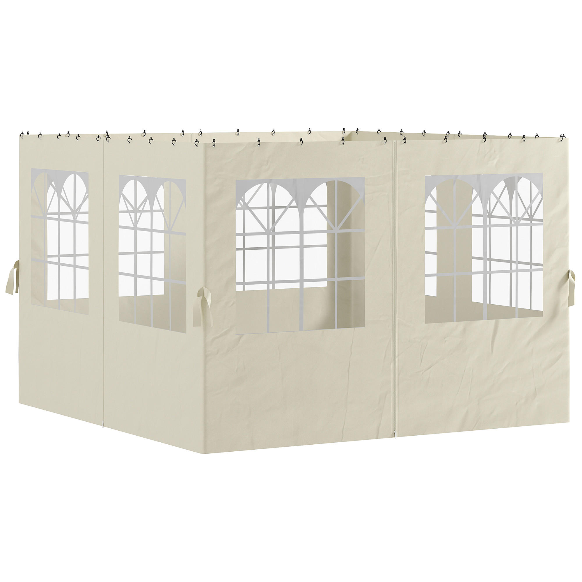 PAVILLON-SEITENWÄNDE, 4 Seitenwand-Paneele für Gartenpavillon, mit Reißverschluss, 3 x 3 m Pavillon, Cremeweiß - Creme, Textil (302/205/1cm)