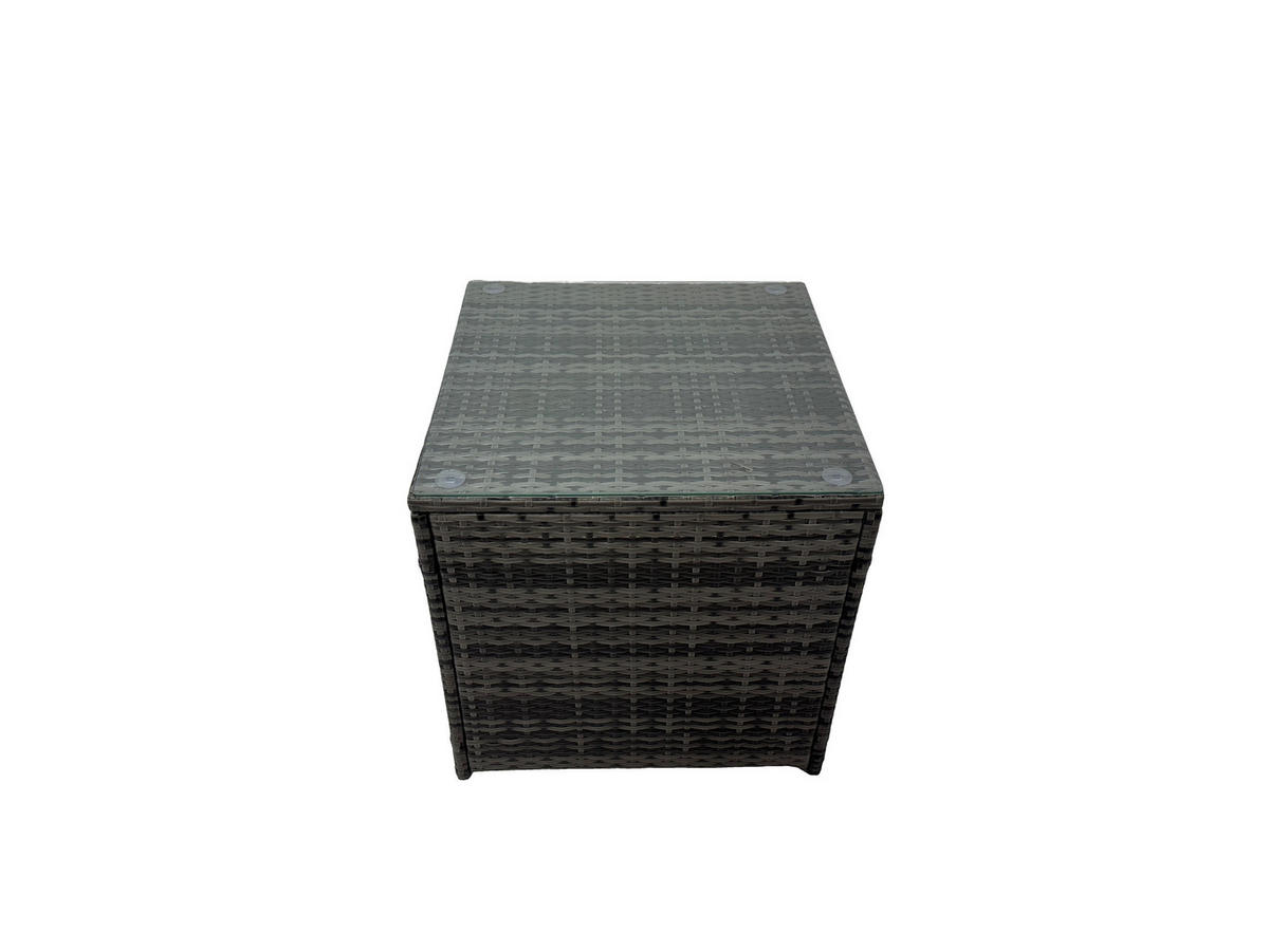 LOUNGESOFA SET mit Stuhl Polyrattan 8-Sitzer - Dunkelgrau/Grau, Glas/Kunststoff - Fimous