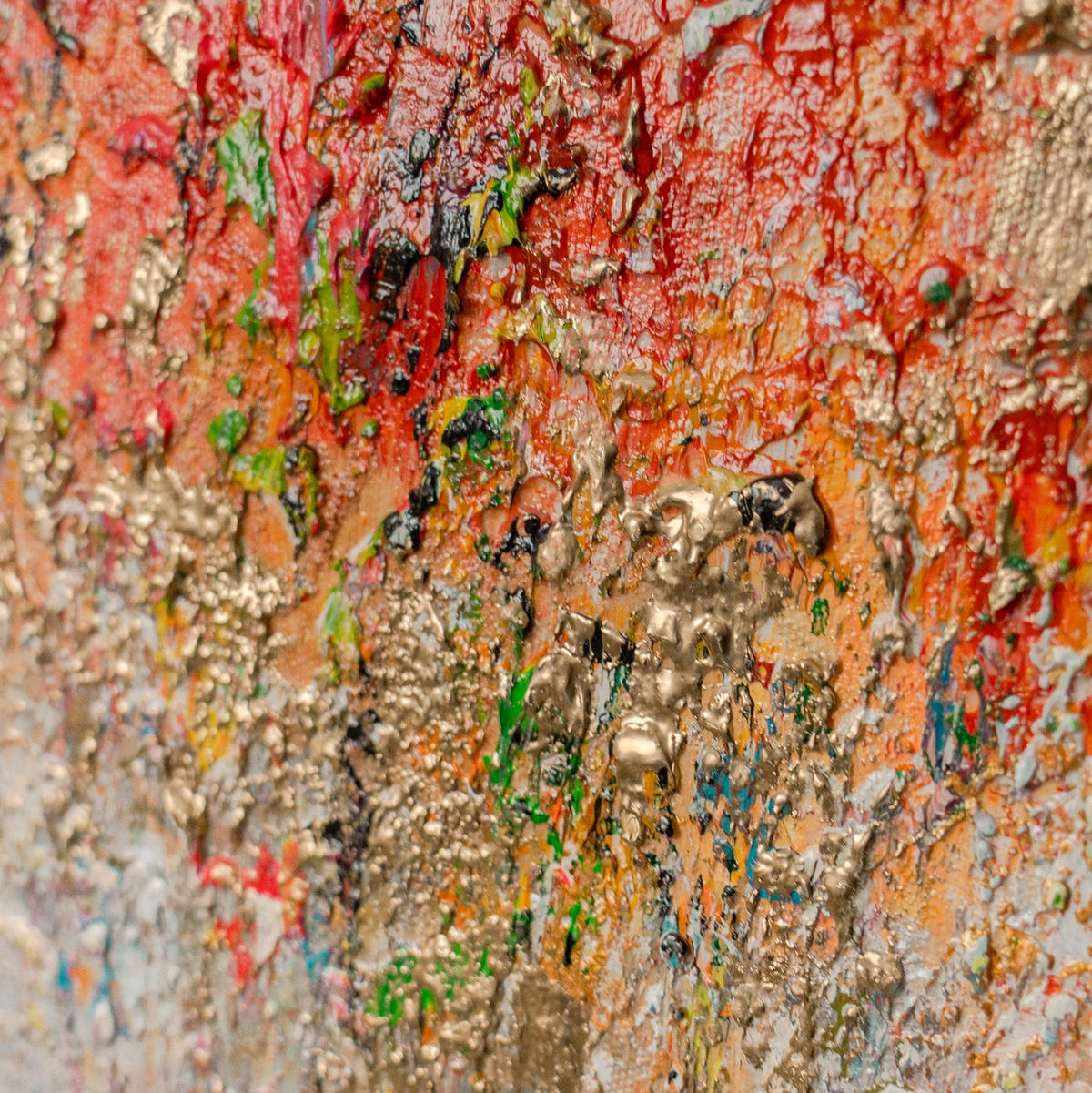 GEMÄLDE Farbige Energie Schattenfugenrahmen Gold 70x50 cm - Goldfarben, Holz (70/50cm) - YS-art gallery