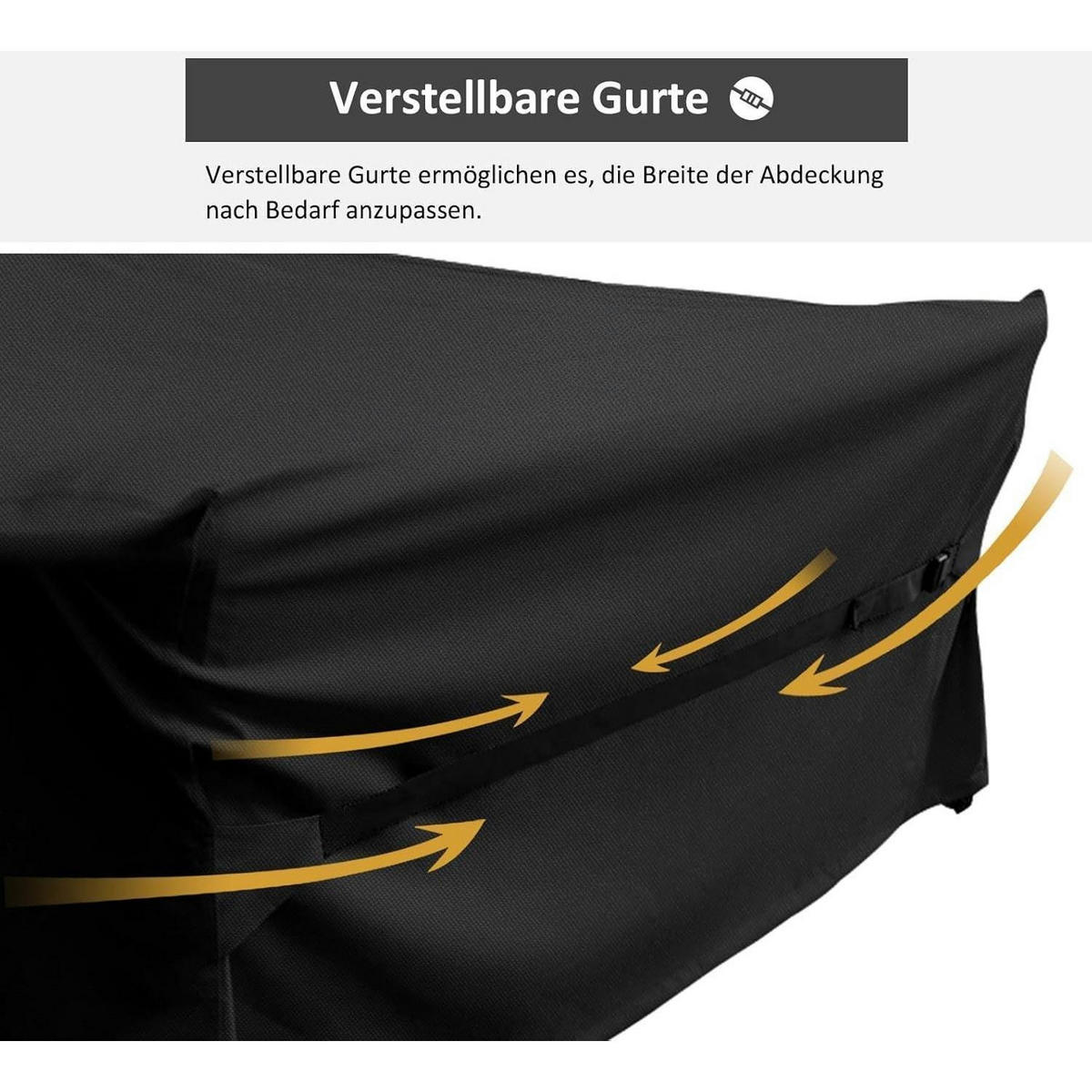 ABDECKUNG für Gartenmöbel 180 x 180 x 74 cm Wasserdicht Robust - Schwarz, Textil (180/74/180cm)