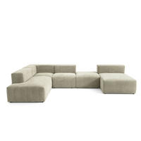 5-SITZER modulares Wohnlandschaft U XXL HEAVEN SET 6 Links, Breite 375 cm Webstoff Olivgrün - Schwarz/Olivgrün, Holz/Kunststoff (375/73/245cm) - Muffo