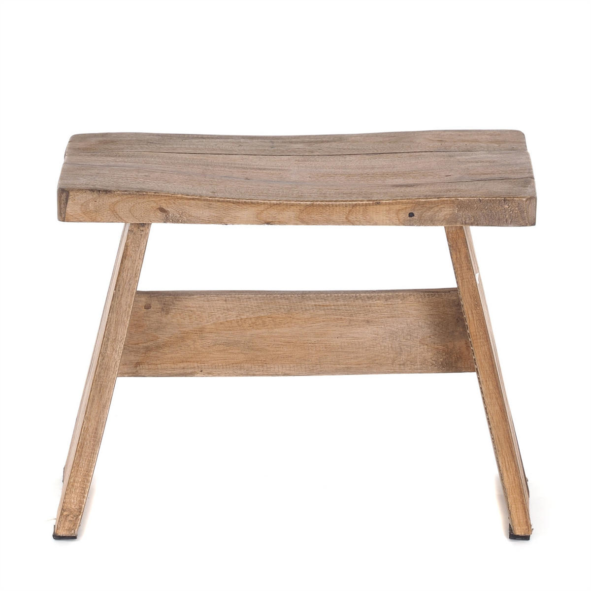 SITZBÄNKCHEN SCHEMEL Recyclingholz massiv natur-braun - Braun, Holz (40/31/25cm) - DESIGN DELIGHTS