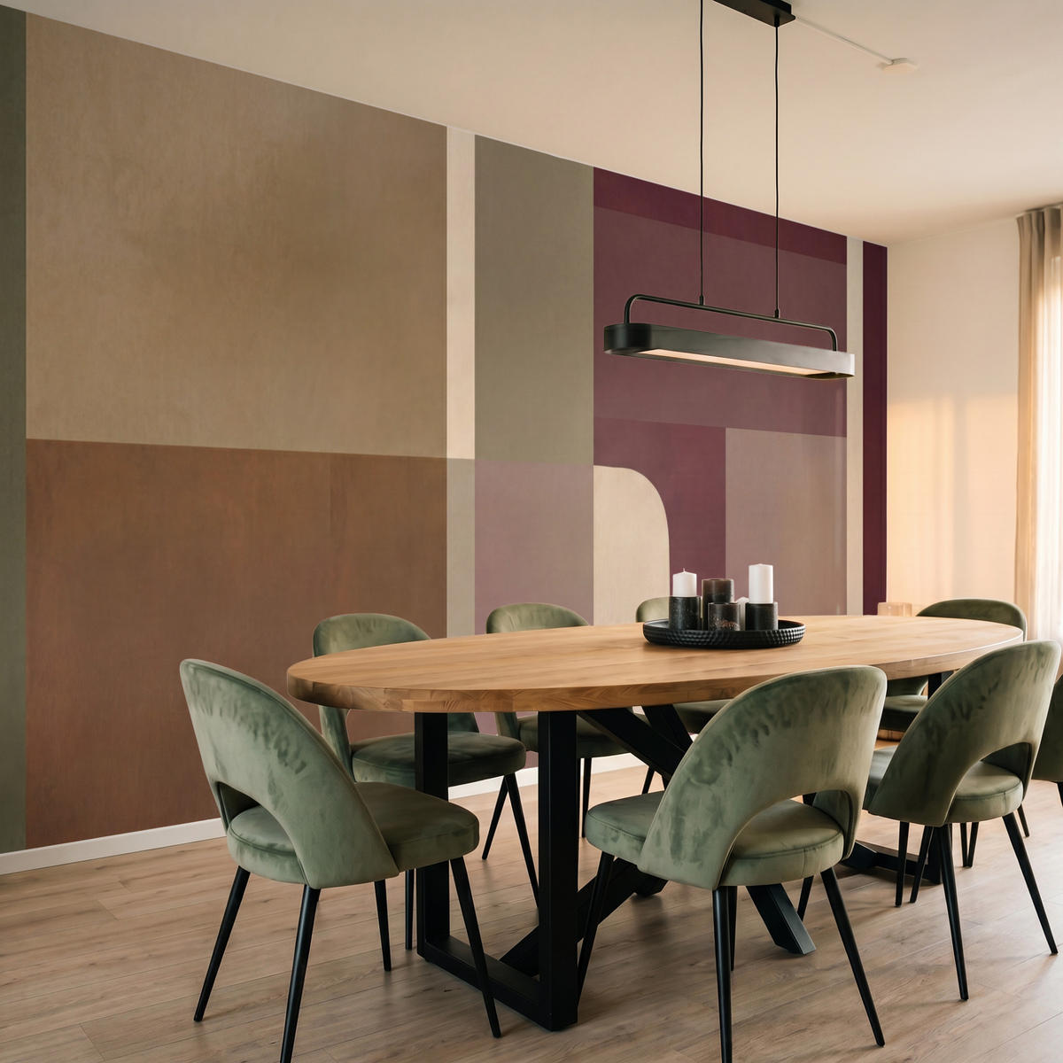 TAPETE - Unis - Abstrakt - Bordeaux - Linien - 450x220 cm - Multicolor, Papier (450/220cm) - OnlyWow