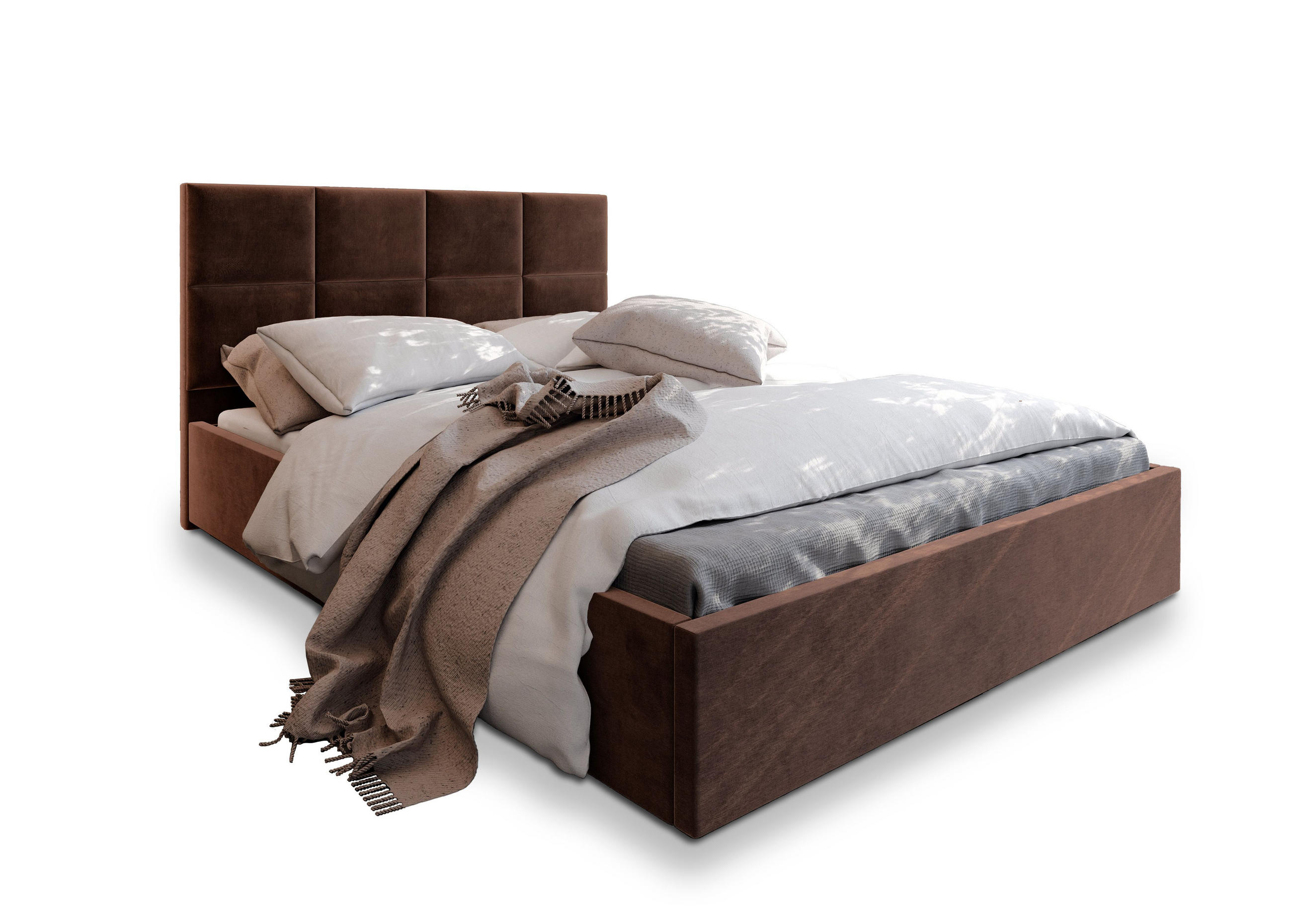 POLSTERBETT LIMENA 160x200 cm mit Bettkästen - Braun - Braun, Holz (160/200cm) - MASSENO