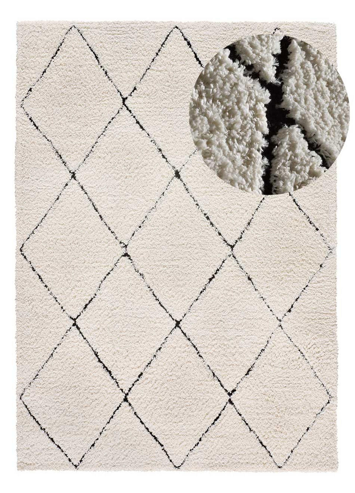 HOCHFLORTEPPICH Creme Atesa 60/120 cm - Creme, Naturmaterialien/Textil (60/120cm) - Atticgo