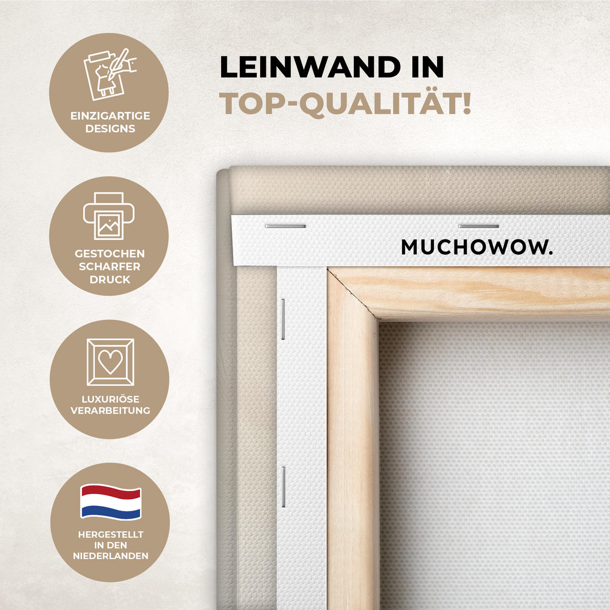 LEINWANDBILD Beige - Natur - Abstrakt - Modern 30x40 cm - Beige, Textil (30/40cm) - MuchoWow