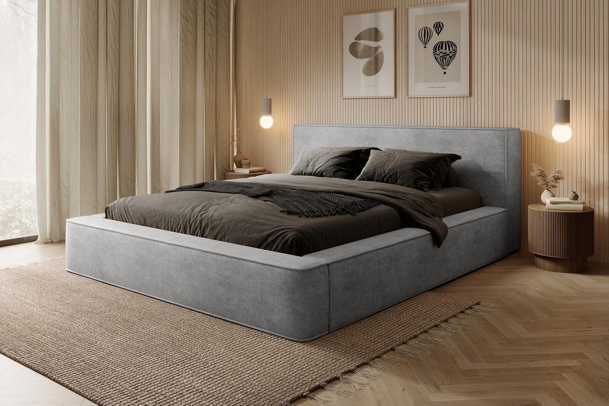 POLSTERBETT MUMMO 160x200 cm, Grau - Grau, Textil (200/160cm) - Fedve