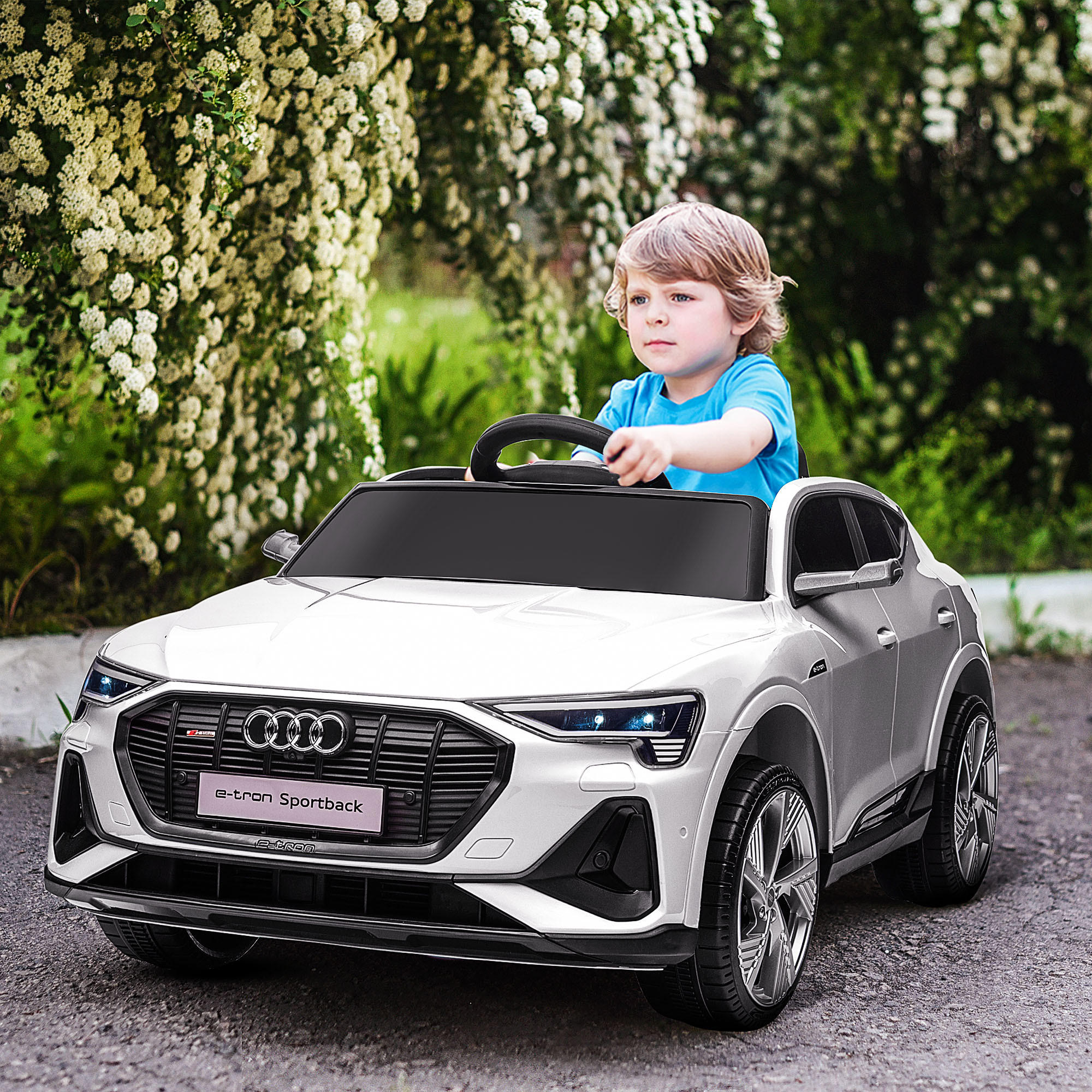 KINDER ELEKTROAUTO, Schwarz/Rot/Weiß, Kunststoff+ Stahl - Weiß, Metall (108/60/47cm) - HOMCOM