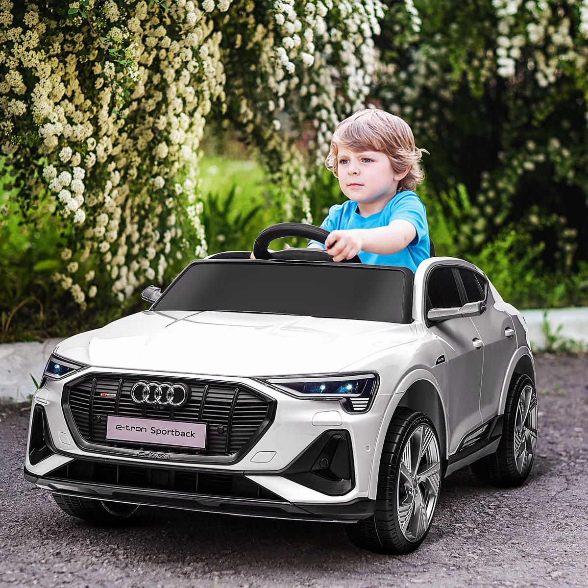 KINDER ELEKTROAUTO, Schwarz/Rot/Weiß, Kunststoff+ Stahl - Weiß, Metall (108/60/47cm) - HOMCOM