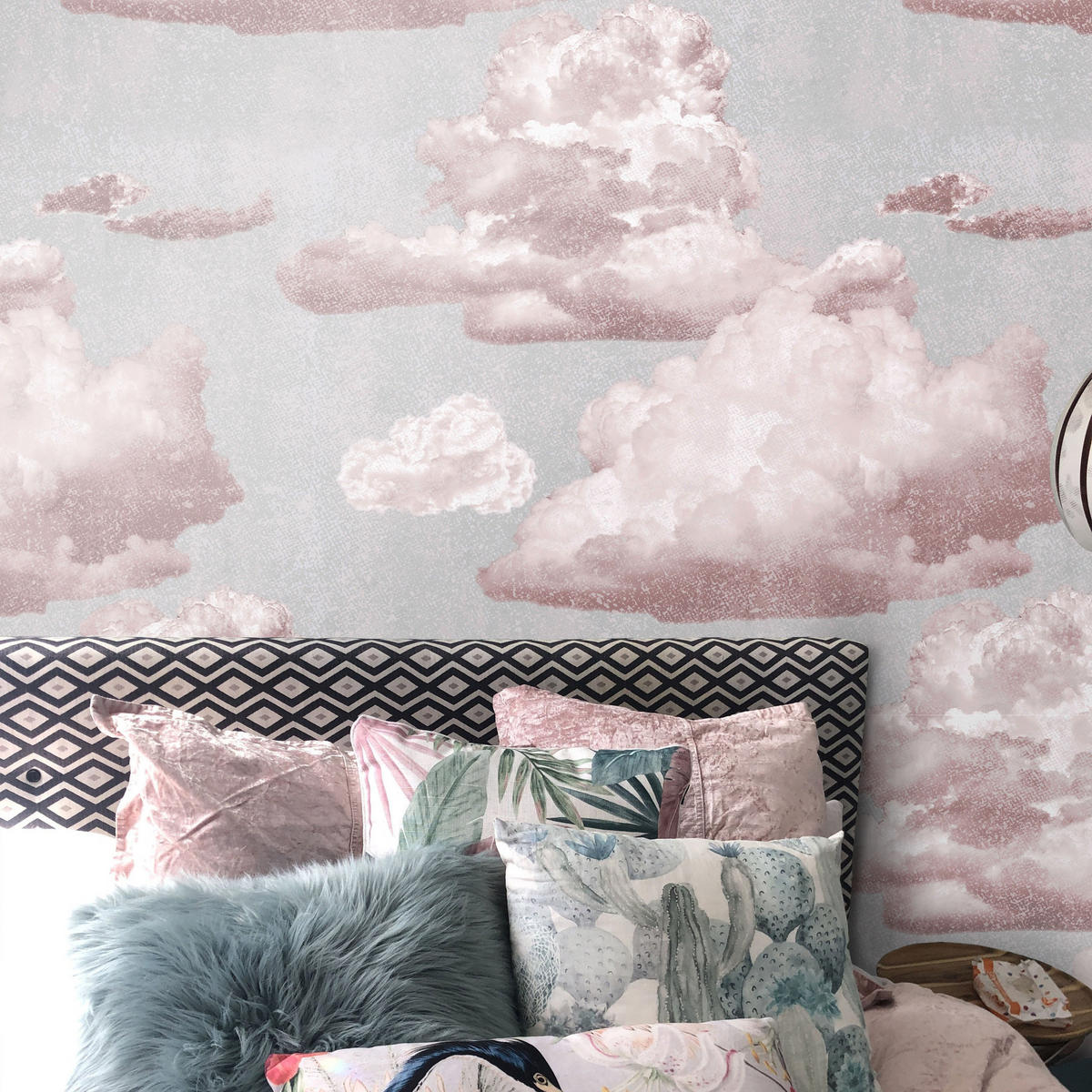 TAPETE Wolken aus echtem Papier, 200x280cm, 8 Bögen - Pink, Papier (200/280cm) - WALLPAPERS4BEGINNERS