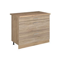 SPODNÍ SKŘÍŇKA KUCHYŇSKÉ LINKY R-Line, Sonoma/Zlatý mocný dub, 100 cm pracovná doska Dub Goldkraft - Sonoma dub/barva dubu, kompozitní dřevo (100/81.6/60cm) - Vicco