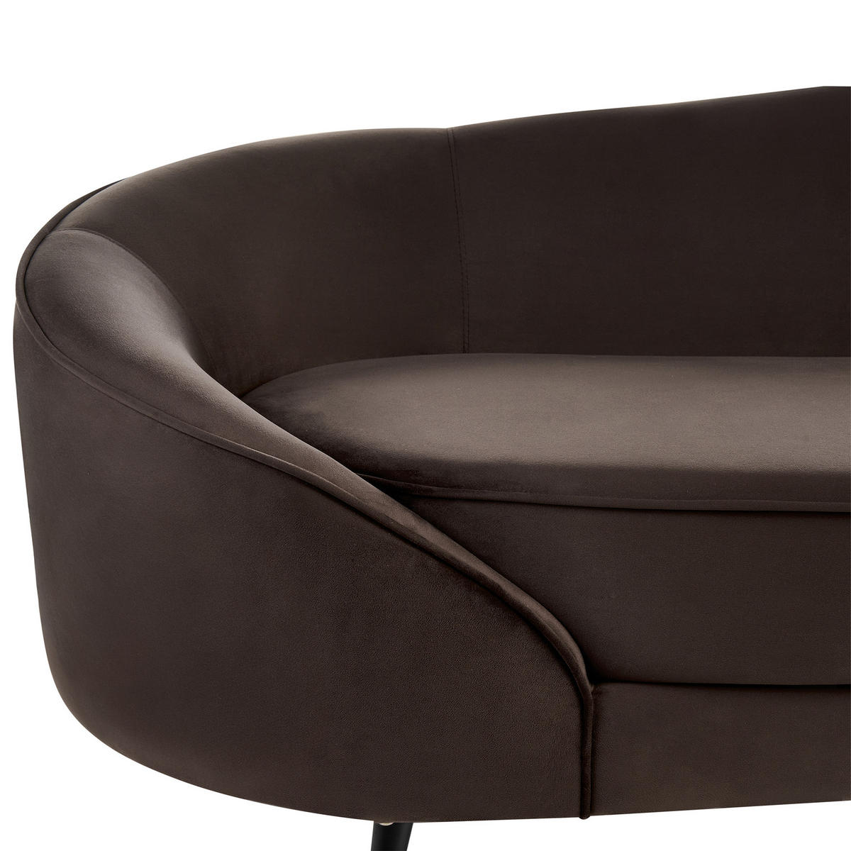 POHOVKA 2-místná Sametová látka Tmavě hnědá Savar - tmavě hnědá/černá, textil (183/75/85cm) - Beliani