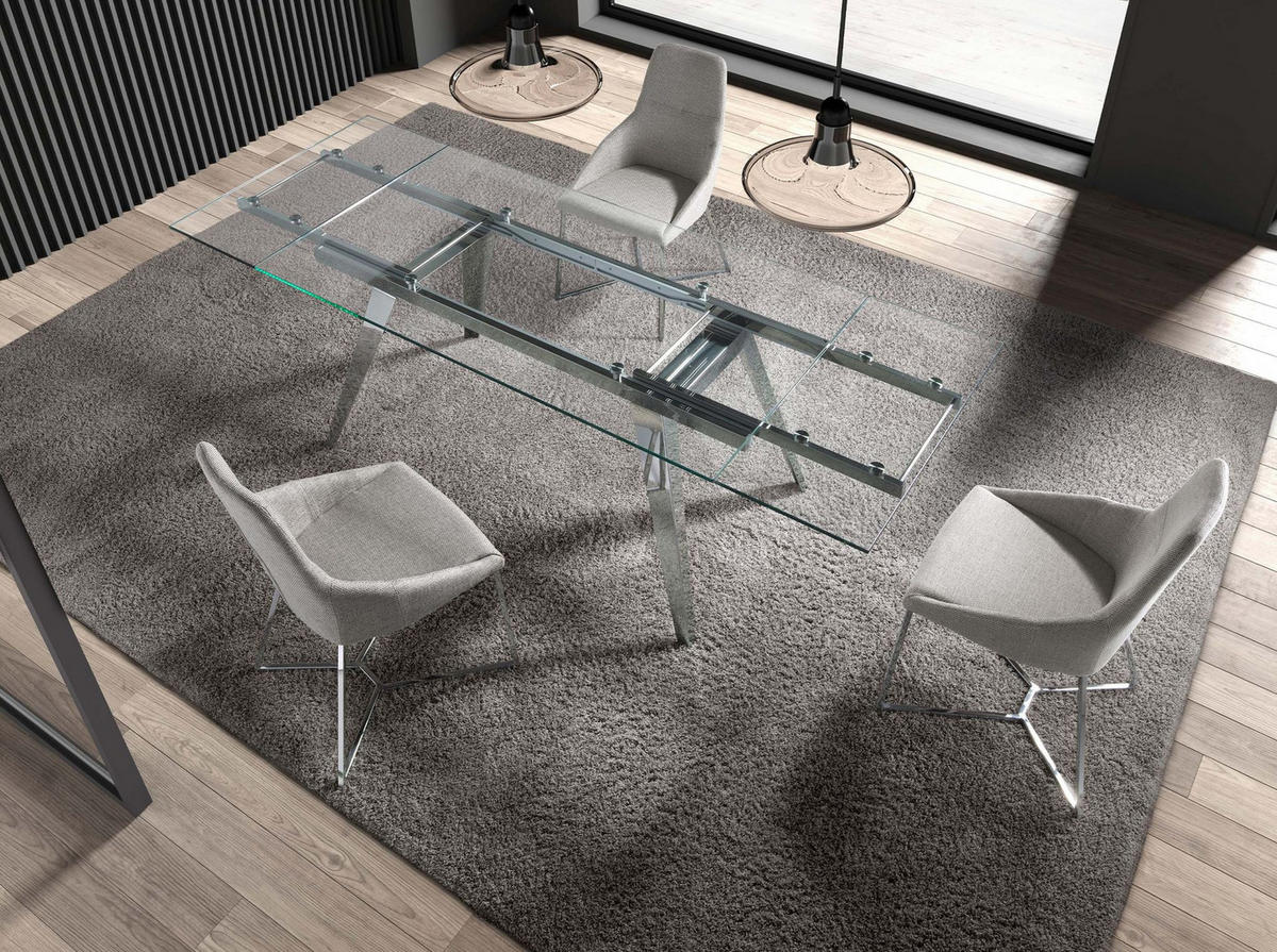 STUHL aus grauem Stoff - Chromfarben/Edelstahlfarben, Textil/Metall (50/91/61cm) - ANGEL CERDA