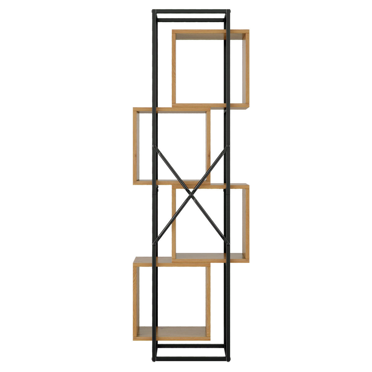 REGAL 59cm Metall MDF 4 Fächer Stapeldesign modern - Braun, Holzwerkstoff (59/180/30cm) - FLIEKS