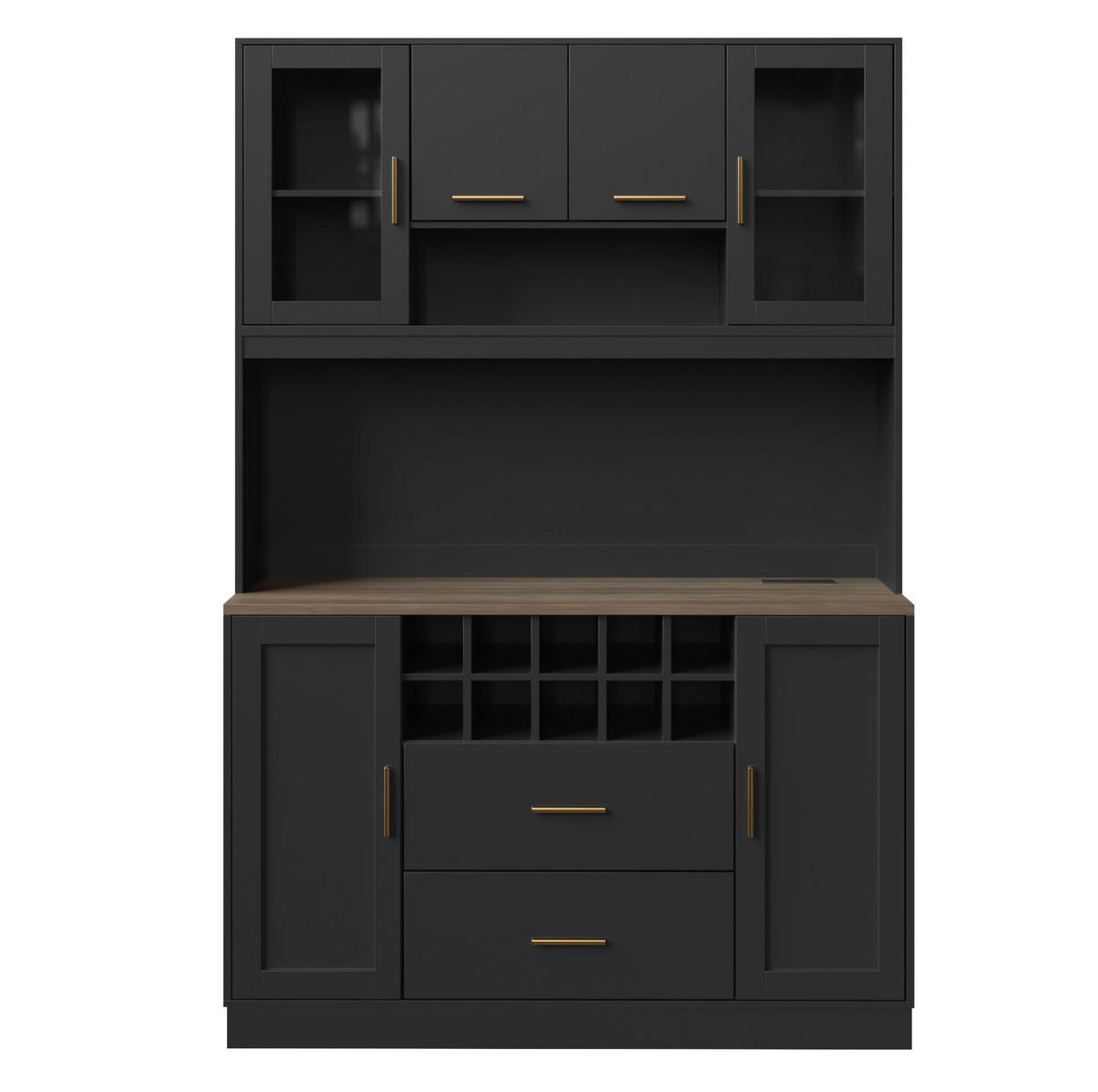 ANRICHTESCHRANK mit LED und Steckdose 120 x 36,3 x 180 cm Schwarz - Schwarz, Metall (36.3/180/120cm) - Meubliv