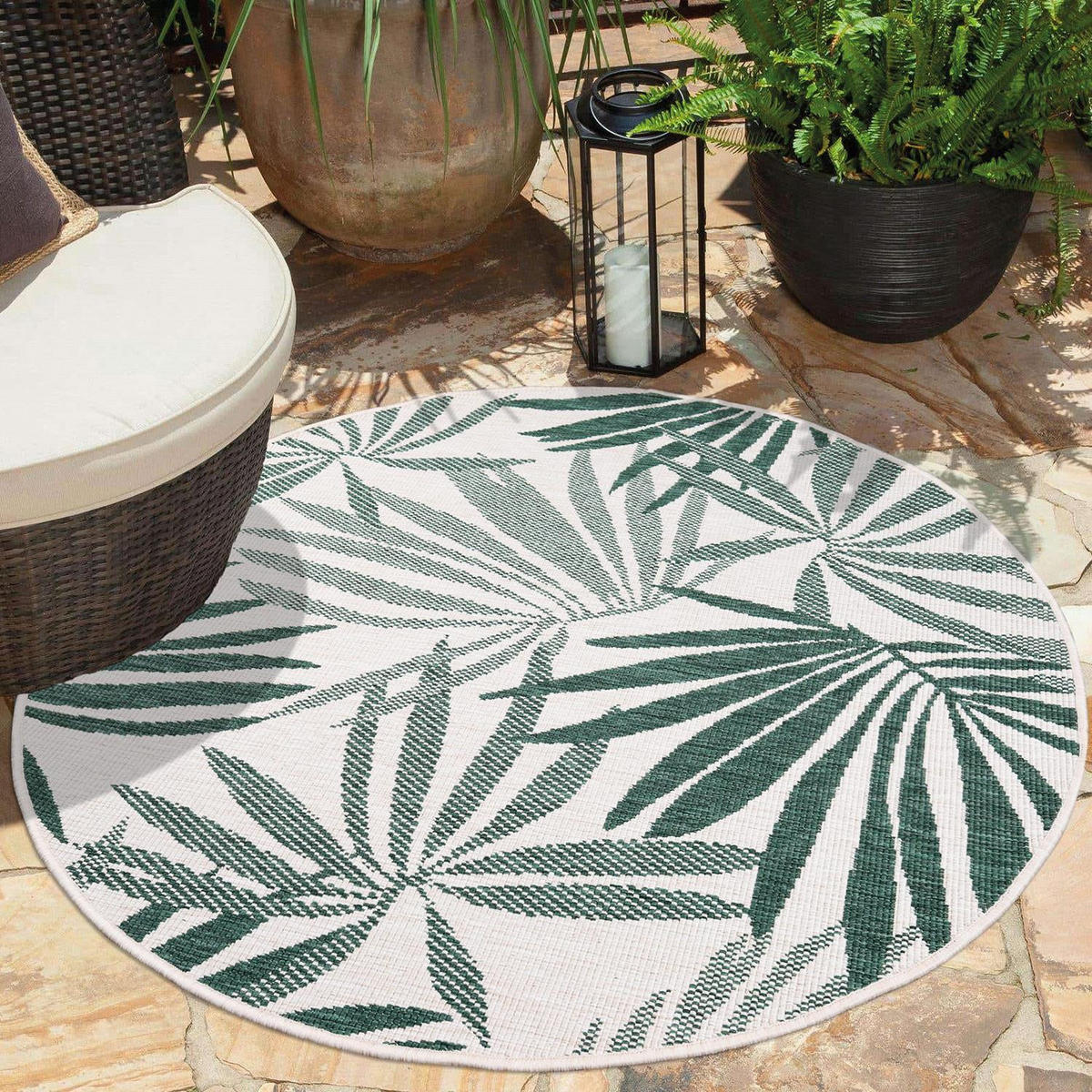 OUTDOOR-TEPPICH DuoRug 5771 Grün 120x120 cm - Grün, Textil (120/120cm) - carpet city