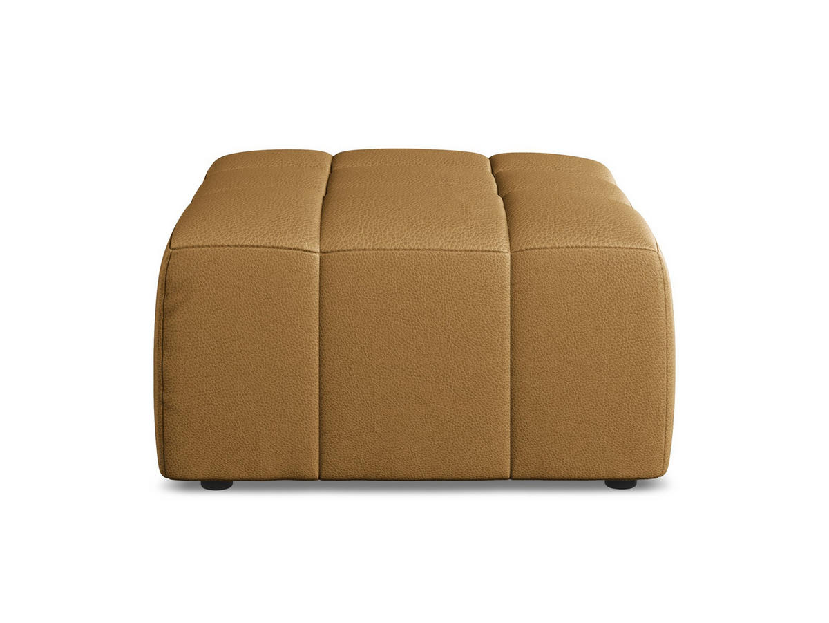 POUF Kunstleder Braun - Cognac/Schwarz, Holzwerkstoff/Kunststoff (75/41/90cm) - Makamii