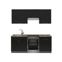 KÜCHENZEILE Fame-Line, Schwarz gestreift/Anthrazit, 200 cm, AP Eiche - Anthrazit/Schwarz, Holzwerkstoff (200/81.6/60cm) - Vicco