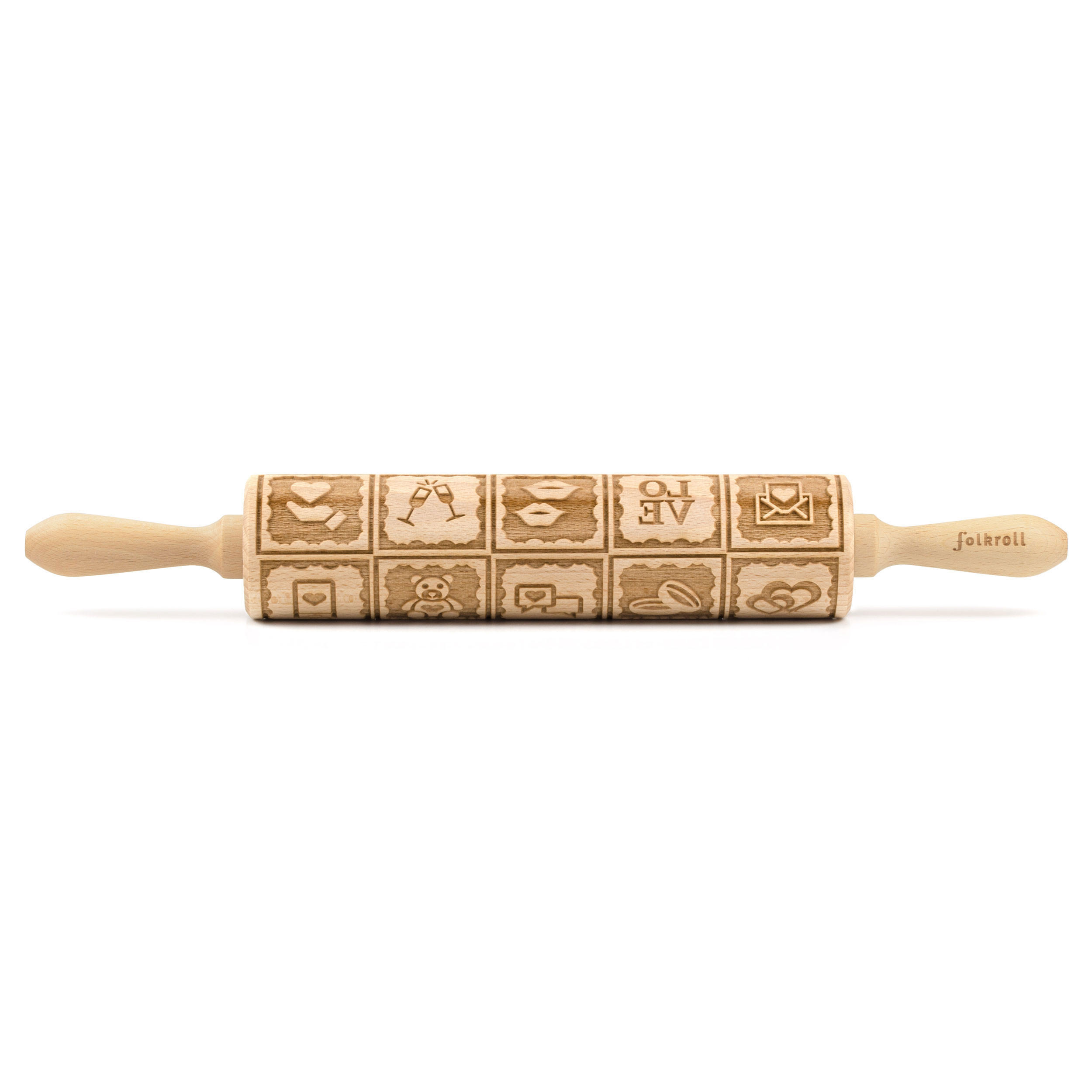 TEIGROLLE Love Message, groß, 43 cm, Buchenholz - Braun, Holz (43cm) - Folkroll