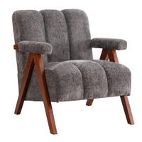 SESSEL Bouclé mit Massivholz-Rahmen Armlehnenstuhl - Grau, Textil (77/77/68.5cm) - Urban Meuble