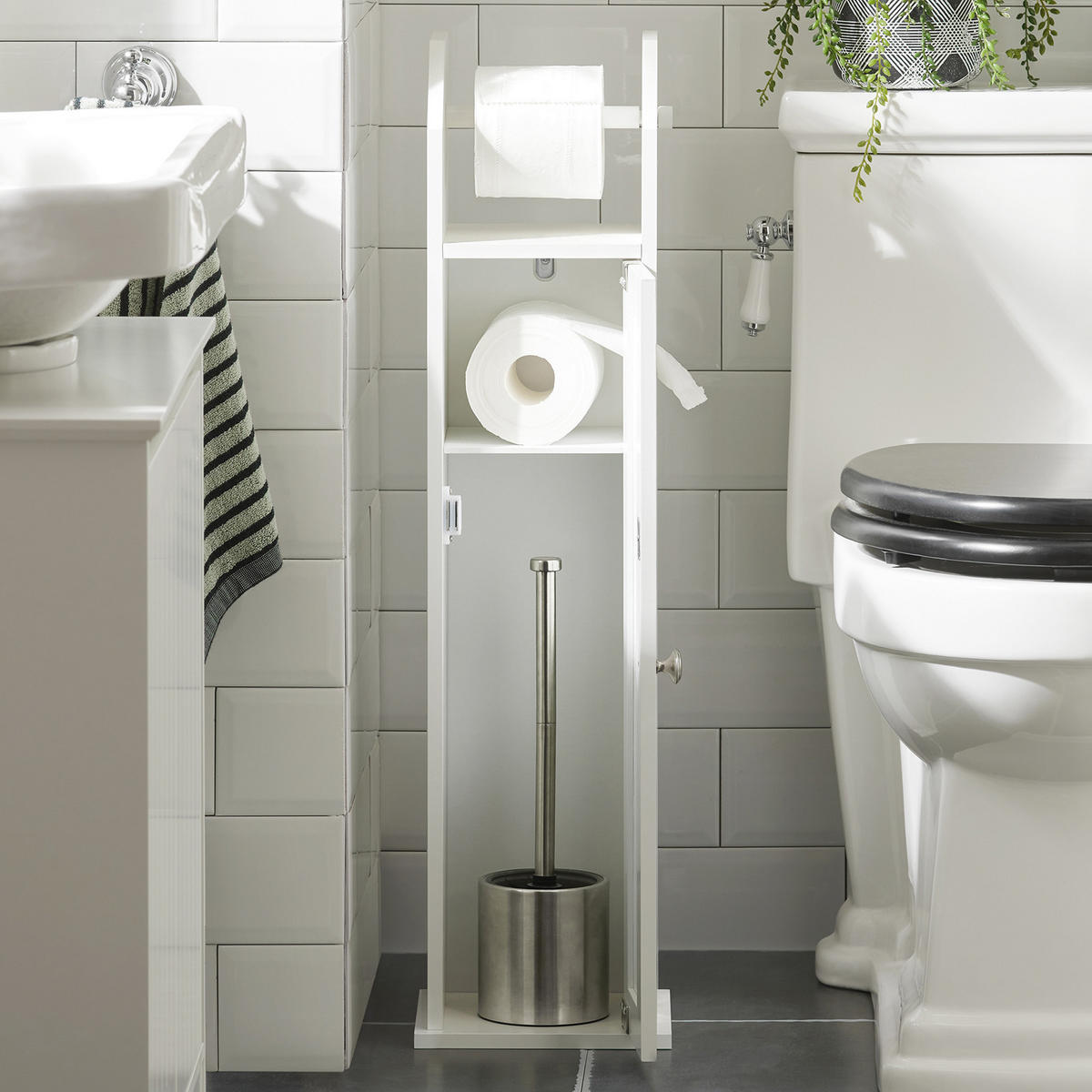 TOILETTENROLLENHALTER Weiß - Weiß, Holzwerkstoff (20/78/18cm) - SoBuy