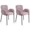 ESSZIMMERSTUHL 2er-Set Stoff Rosa Albee - Pink/Schwarz, Textil (52/81/47cm) - Beliani