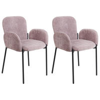 ESSZIMMERSTUHL 2er-Set Stoff Rosa Albee - Pink/Schwarz, Textil (52/81/47cm) - Beliani