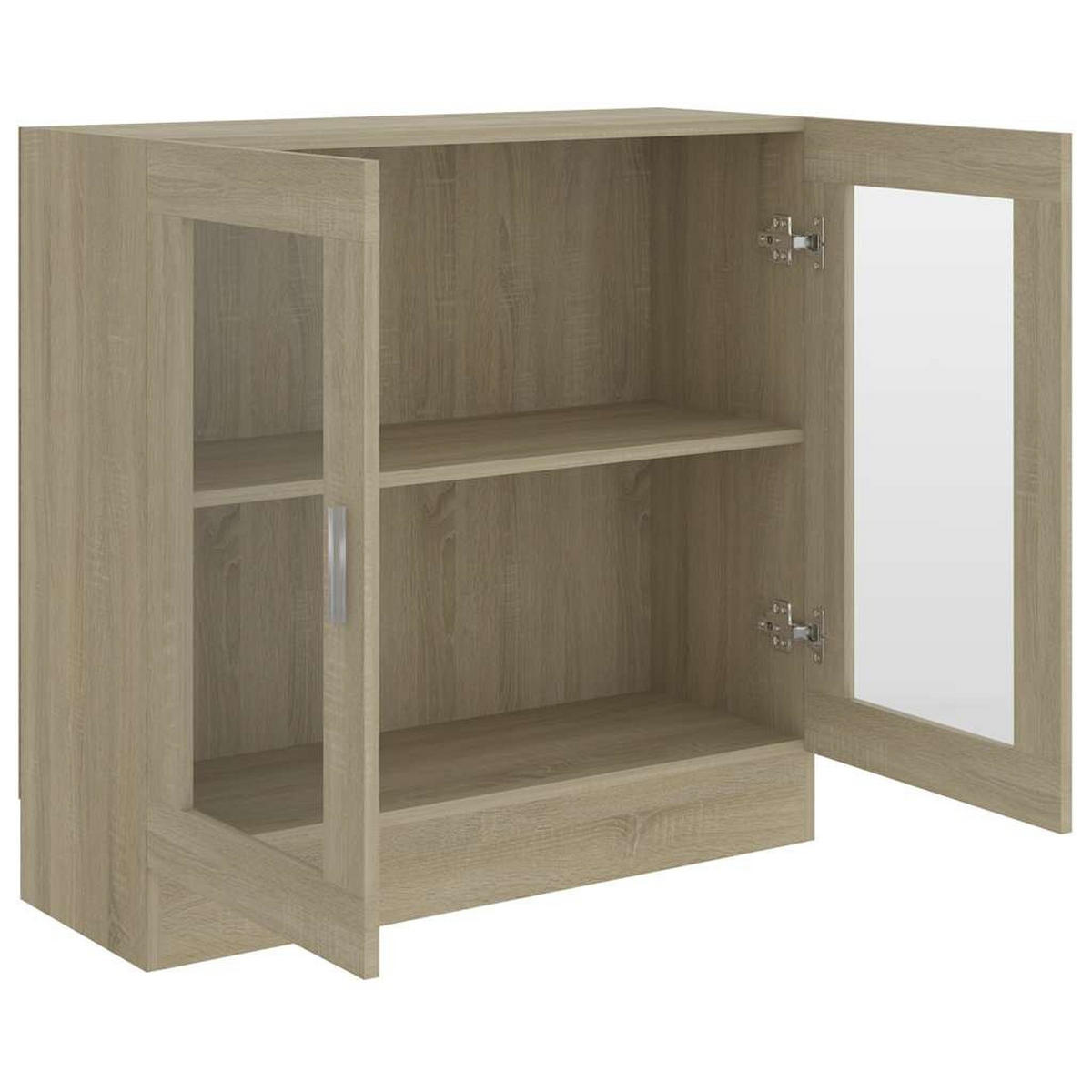 VITRINENSCHRANK mit 2 Fächern, 2 Glastüren 82,5/30,5/80 cm aus Holzwerkstoff Sonoma-Eiche Dekor - Sonoma Eiche, Holz (82.5/80/30.5cm) - vidaXL