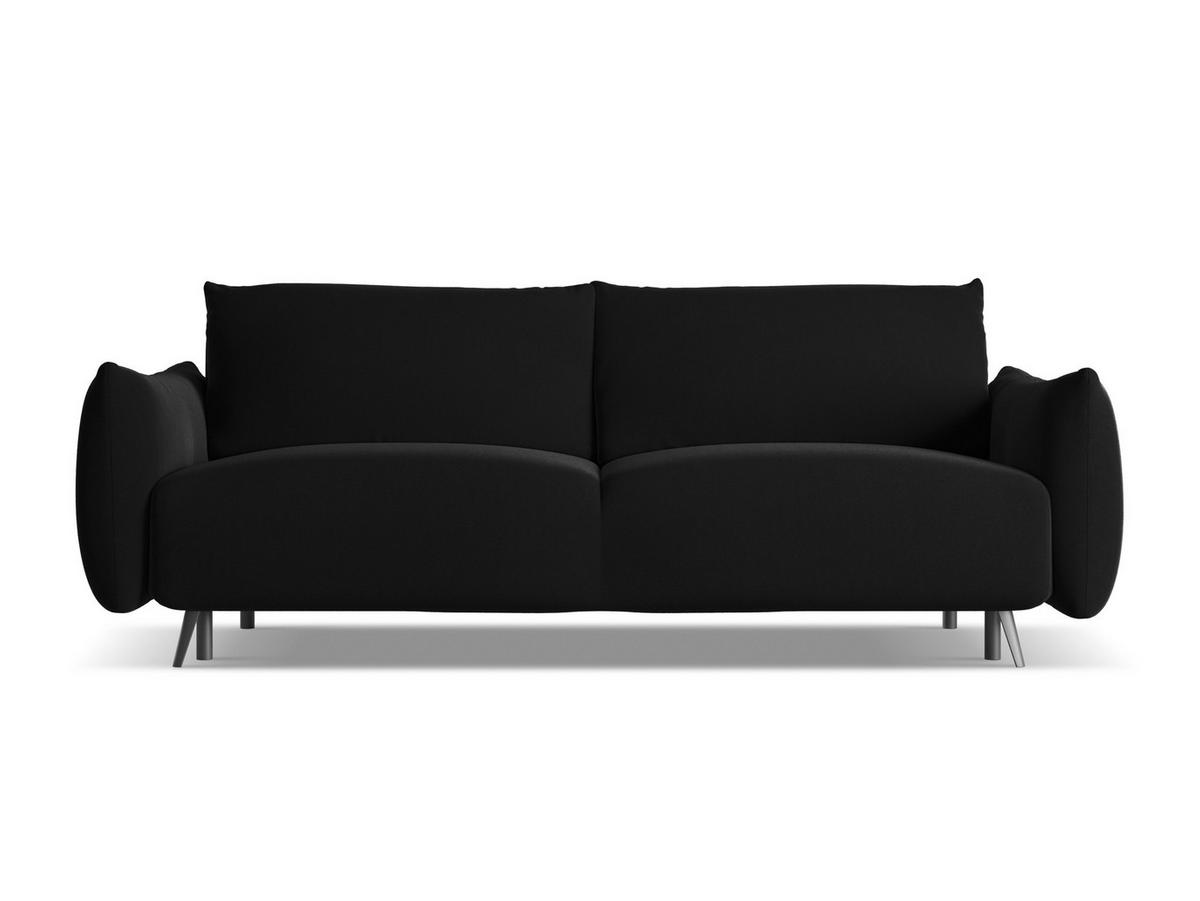 3-SITZER SOFA mit Schlaffunktion Samt Stoff Schwarz - Schwarz, Textil/Metall (230/86/105cm) - Makamii
