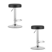 BARHOCKER 2-er Set ROJST ECO schwarzer Sitz, Chrombasis - Schwarz, Leder (38/83/38cm) - Valora